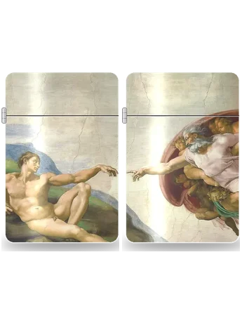 La Creazione di Adamo – set dittico di 2 custodie di Michelangelo – cover d’arte per inserto di accendino