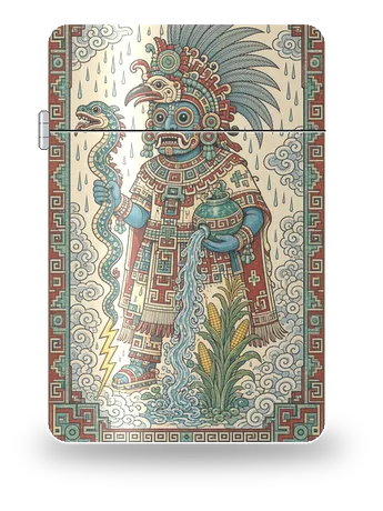 Tlaloc, dio della pioggia di Americhe antiche · Aztechi – cover d’arte per inserto di accendino