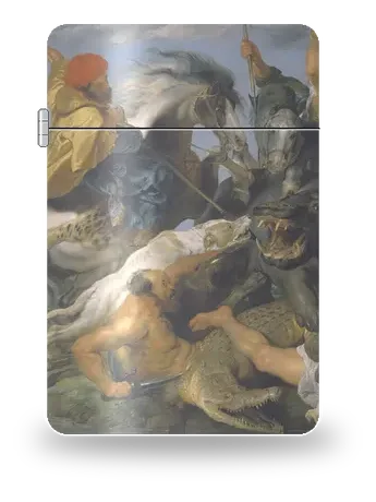 Caccia all'ippopotamo e al coccodrillo di Pieter Paul Rubens – cover d’arte per inserto di accendino