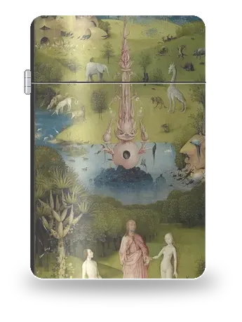Le Jardin des délices, triptyque : volet gauche (Éden) de Jérôme Bosch – boîtier d’art pour insert de briquet