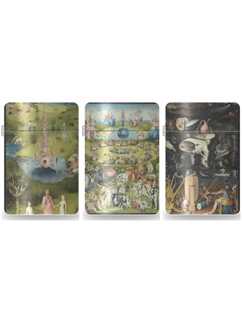 Le Jardin des délices – coffret triptyque de 3 boîtiers de Jérôme Bosch – boîtier d’art pour insert de briquet
