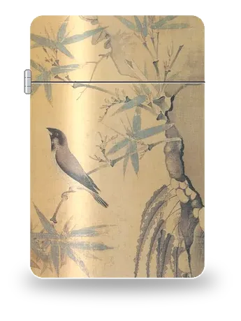 Fringuelli e bambù (dettaglio) di Zhao Ji (imperatore Huizong) – cover d’arte per inserto di accendino