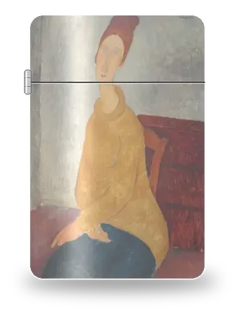 Jeanne Hébuterne in una maglia gialla di Amedeo Modigliani – cover d’arte per inserto di accendino