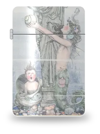 La sirenetta e la statua di W. Heath Robinson – cover d’arte per inserto di accendino