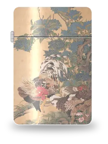 Gallo e gallina con ortensie di Itō Jakuchū – cover d’arte per inserto di accendino