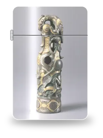 Puntale in bronzo con intarsi d’oro e d’argento di Zhou orientali (Primavere e Autunni / Stati Combattenti) – cover d’arte per inserto di accendino