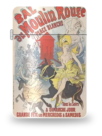 Bal du Moulin Rouge di Jules Chéret – cover d’arte per inserto di accendino