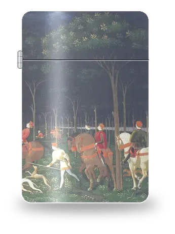 La caccia nella foresta di Paolo Uccello – cover d’arte per inserto di accendino