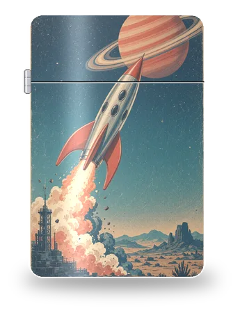 Espresso per Saturno di Viaggi della zattera stellare · Retrofuturo – cover d’arte per inserto di accendino