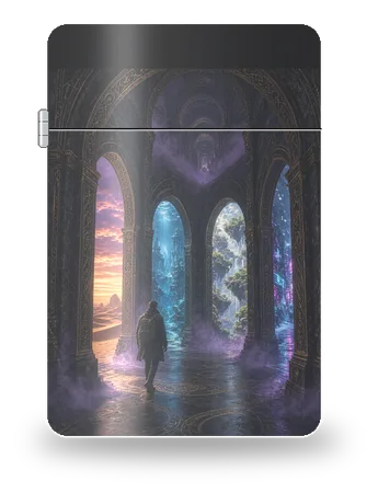 Corridoio dalle mille porte di Viaggi della zattera stellare · Universi paralleli – cover d’arte per inserto di accendino