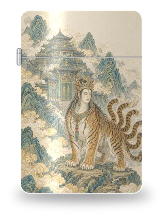 Luwu, guardiano del Kunlun di Mitologia cinese · Shan Hai Jing – cover d’arte per inserto di accendino