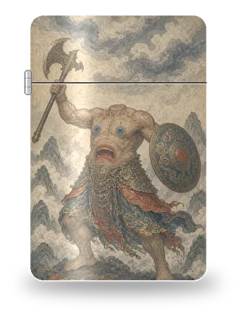 Xingtian, il guerriero senza testa di Mitologia cinese · Shan Hai Jing – cover d’arte per inserto di accendino