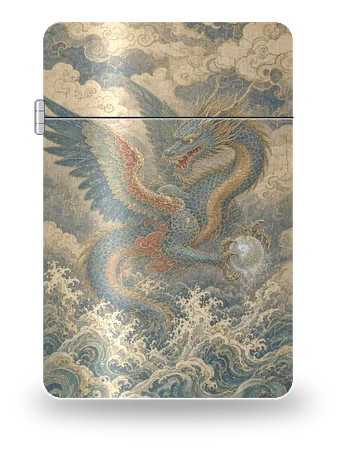 Yinglong, il drago alato di Mitologia cinese · Shan Hai Jing – cover d’arte per inserto di accendino