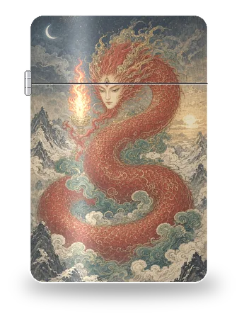 Zhulong, il Drago-Torcia di Mitologia cinese · Shan Hai Jing – cover d’arte per inserto di accendino