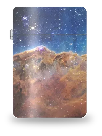 Nebulosa della Carena “Scogliere cosmiche” di Telescopio spaziale James Webb (JWST) – cover d’arte per inserto di accendino