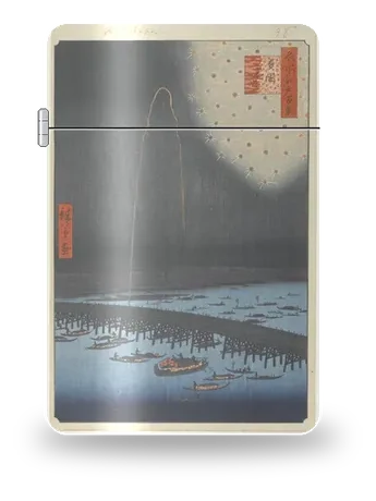 Fuochi d'artificio a Ryōgoku di Utagawa Hiroshige – cover d’arte per inserto di accendino